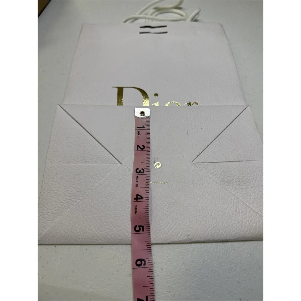 Christian DIOR Shopping Paper Gift Bag Pebbled Textured White ((0487)